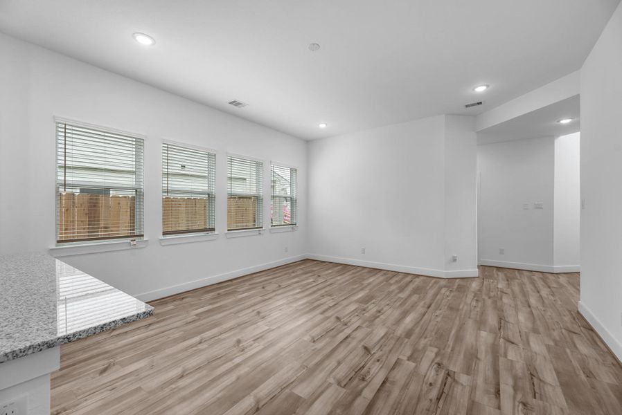 Additional view of the family room from the kitchen.