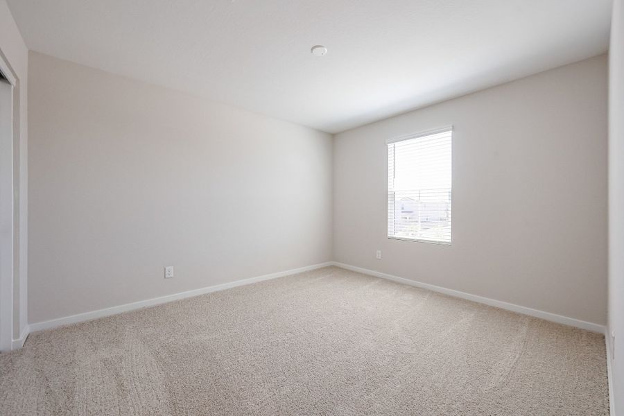 A room with a carpet and a window.