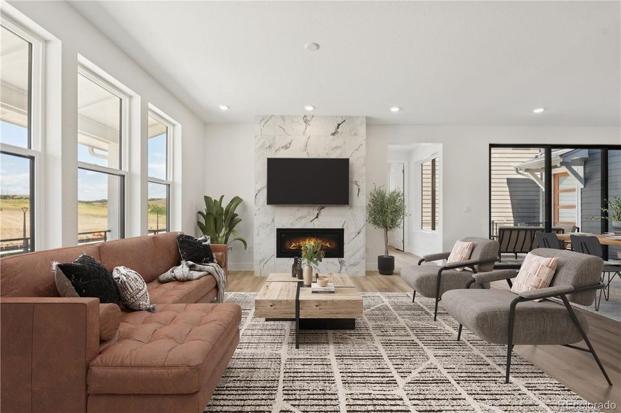 Furnished interior view inside a new home in Storytellers at Lyric, Lone Tree (Image 13).