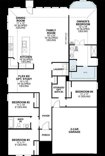 2D floor plan layout of this home in Kings Way, Denton, TX (Image 2). 2D floor plan layout of this home in Kings Way, Denton, TX (Image 2).