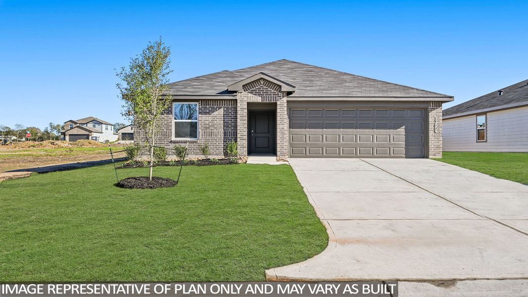 Front exterior of a new home in Mill Creek, Magnolia, TX, highlighting curb appeal (Image 2). Front exterior of a new home in Mill Creek, Magnolia, TX, highlighting curb appeal (Image 2).