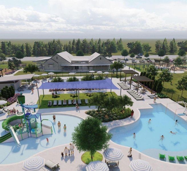 Resort style amenities with pool and splash pad for residents Resort style amenities with pool and splash pad for residents