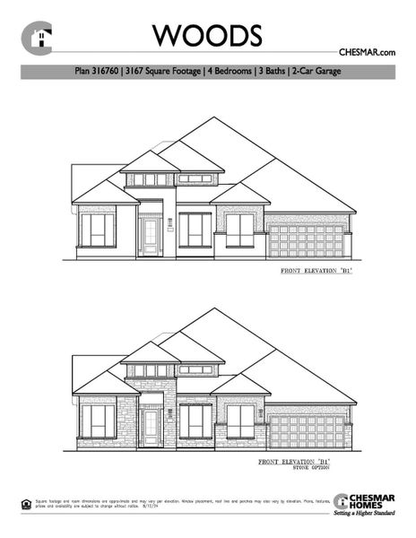 Representative exterior photo of a completed home built from the Woods 70′ Lot by Chesmar Homes in Riceland, Mont Belvieu, TX (Image 2).