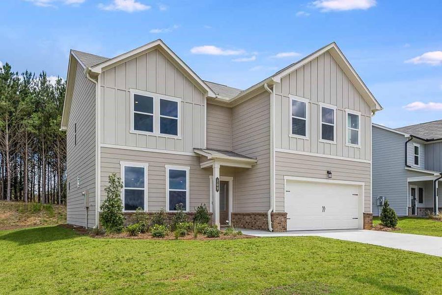 Front exterior of a new home in Heritage River, Euharlee, GA, highlighting curb appeal (Image 17).