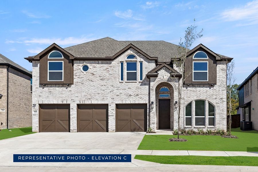 Representative exterior photo of a completed home built from the Boston 2F (w/Media) by First Texas Homes in Spiritas Ranch, Little Elm, TX (Image 12).