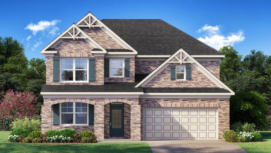Front exterior of a new home in Butner Estates, South Fulton, GA, highlighting curb appeal (Image 1). Front exterior of a new home in Butner Estates, South Fulton, GA, highlighting curb appeal (Image 1).
