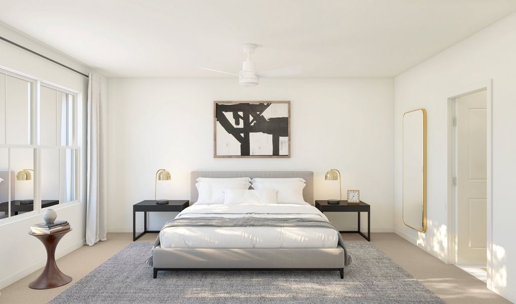 Primary suite with plush carpeting