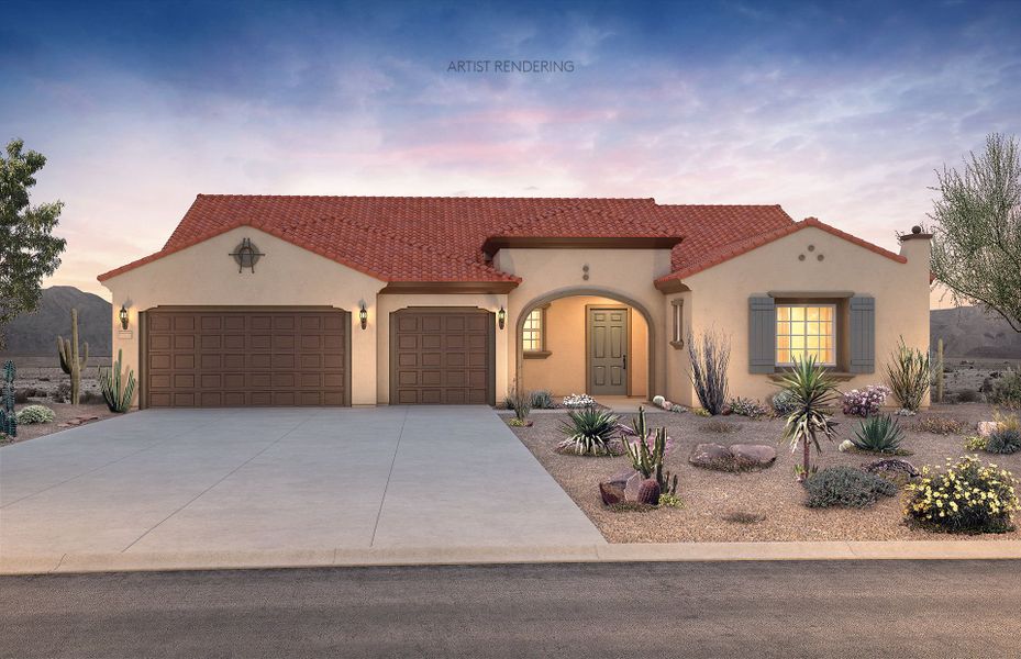 Representative exterior photo of a completed home built from the Virtue by Del Webb in Sun City Festival, Buckeye, AZ (Image 20).