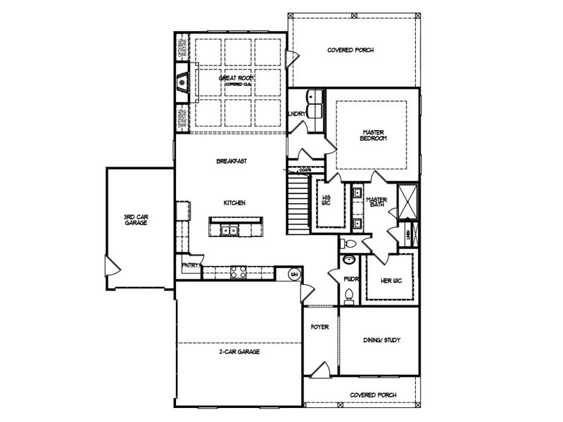 2D floor plan layout for the The Everglade by My Home Communities in Cotton Creek, Good Hope, GA (Image 3). 2D floor plan layout for the The Everglade by My Home Communities in Cotton Creek, Good Hope, GA (Image 3).