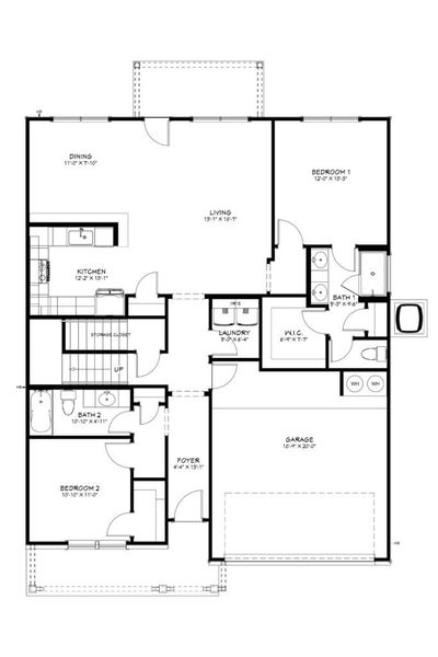 2D floor plan layout for the San Gabriel by Flintrock Builder in Rancho San Gabriel, Georgetown, TX (Image 3).
