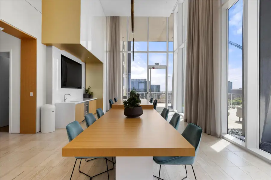 AMENITIES. Elevated amenity deck on the tenth floor includes: Covered Lap Pool, Outdoor Cooking & Dining, Fire Pit Lounge, Sauna, Hot & Cold Plunge Pool, Exercise Facility, Dog Park w/ Washing Station, Conference Room / Private Dining, Club Room w/ Kitchen. Ground floor amenities include 24/7 Concierge, Lobby and two (2) retail spaces.