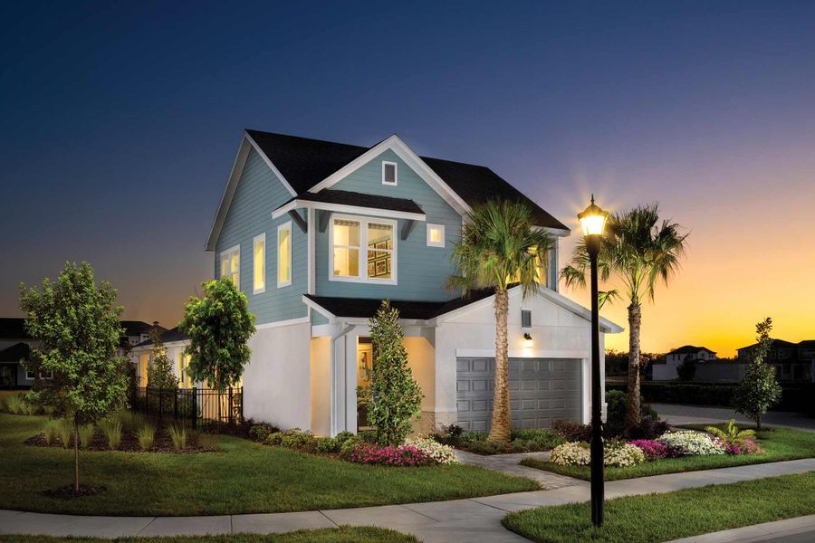 Representative exterior photo of a completed home built from the The Runion by David Weekley Homes in Chapel Crossings - Garden Series, Wesley Chapel, FL (Image 11).