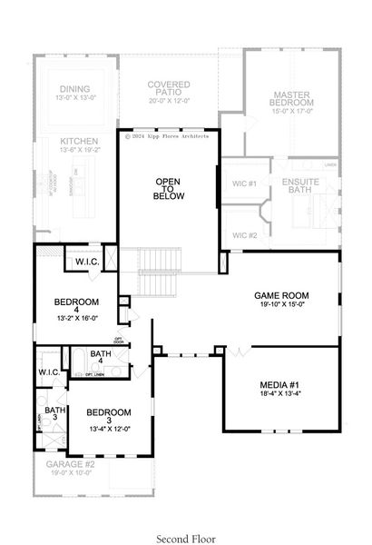 2D floor plan layout for the Beaumont by Landon Homes in Dominion Estates, Frisco, TX (Image 4).