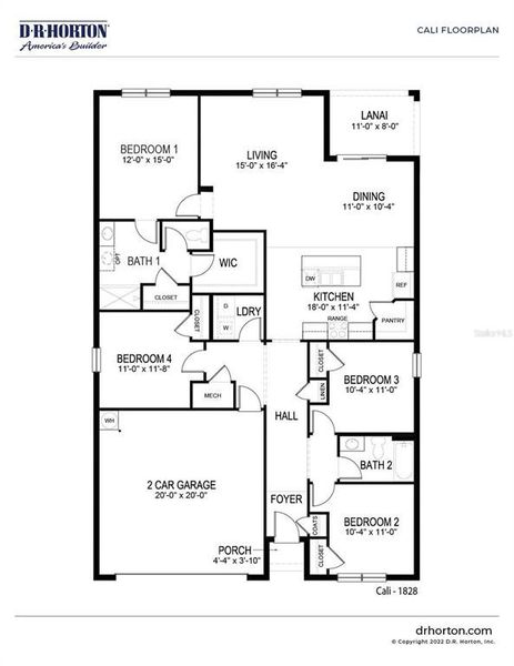 2D floor plan layout of this home in Pine Creek, Spring Hill, FL (Image 5).