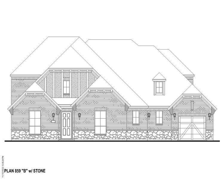 Plan 859 Elevation B w/ Stone