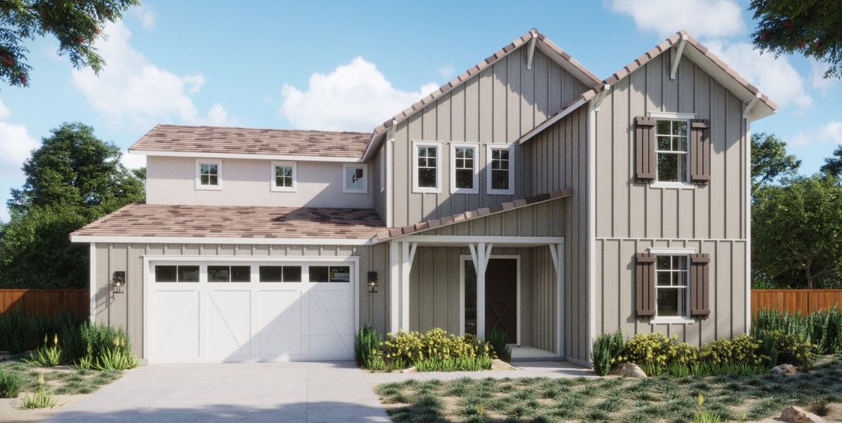 Cascade Landing at Silverwood - Horizon Plan 3C - Farmhouse Exterior Rendering Hero