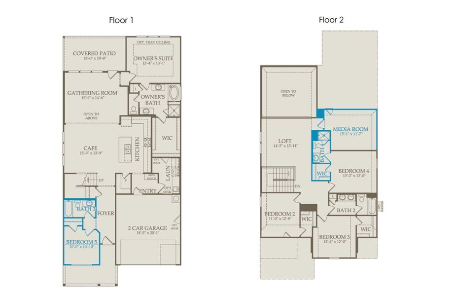2D floor plan layout of this home in Wilson Creek Meadows, Celina, TX (Image 2).