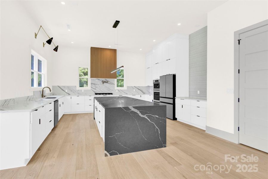 Chef's kitchen with huge island and custom soft close cabinetry Chef's kitchen with huge island and custom soft close cabinetry