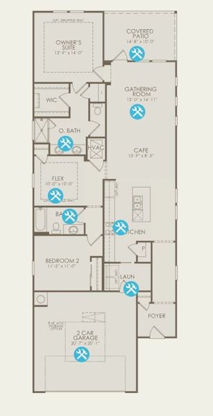2D floor plan layout for the Hallmark by Del Webb in Del Webb Point Hope, Charleston, SC (Image 4).