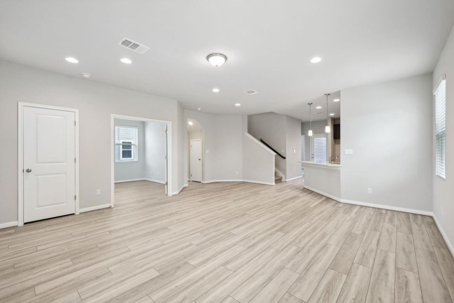 Living area looking into dining area