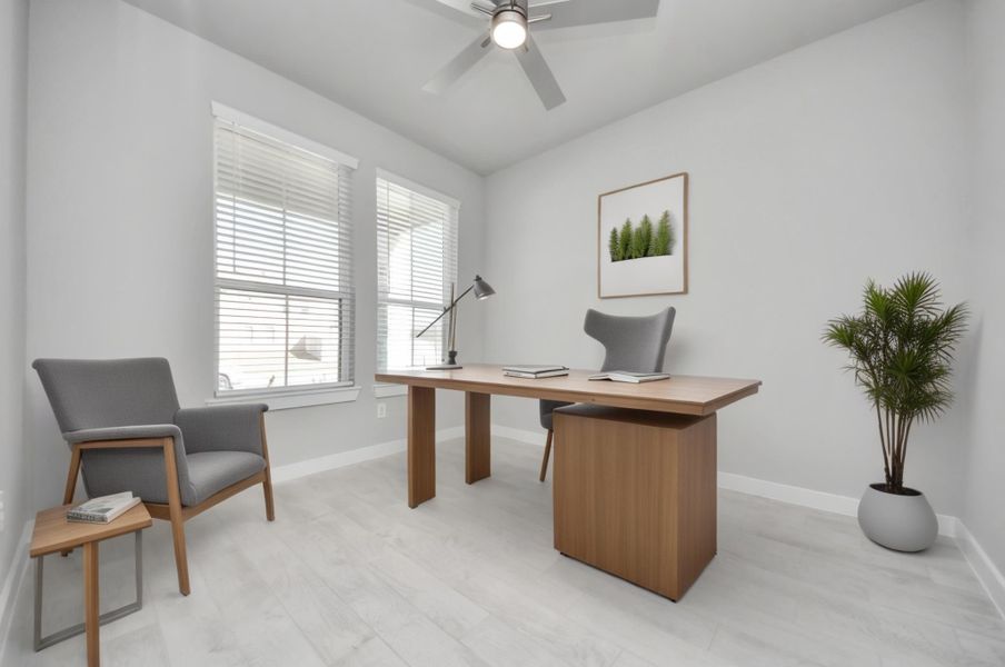 Virtually Staged - Home Office. Sample photo of completed home with similar floor plan. Actual colors and selections may vary. Virtually Staged - Home Office. Sample photo of completed home with similar floor plan. Actual colors and selections may vary.