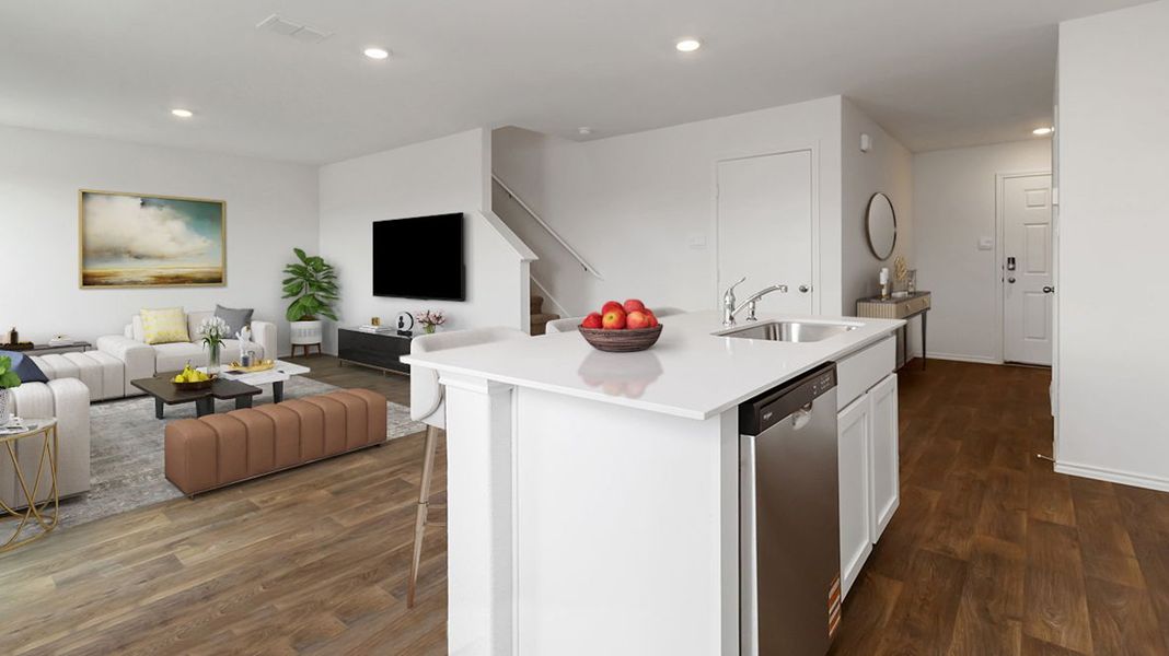 Representative furnished interior of a home built from the Davis by D.R. Horton in Watermark, Alvin (Image 7). Representative furnished interior of a home built from the Davis by D.R. Horton in Watermark, Alvin (Image 7).