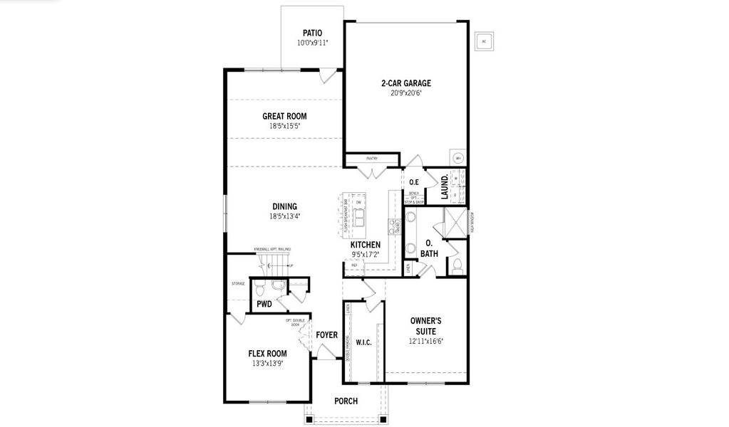 2D floor plan layout for the Lavon by Mattamy Homes in Bridges at Preston Crossings, Gunter, TX (Image 3).