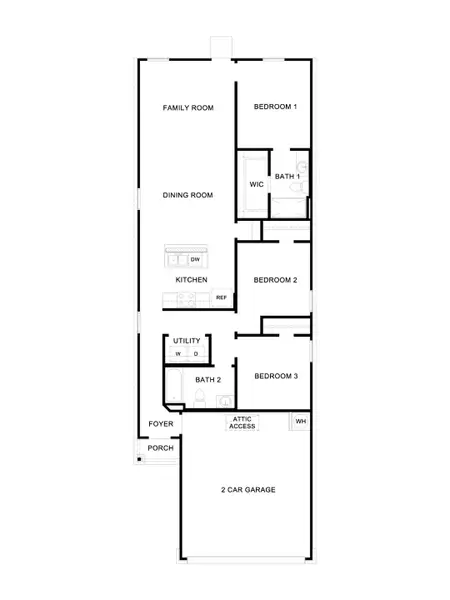 2D floor plan layout for the The Alamo by D.R. Horton in Bollinger, Maxwell, TX (Image 3).