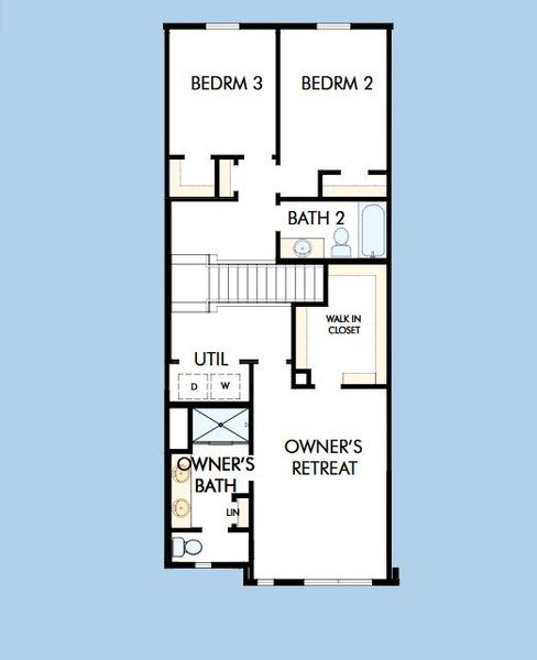 2D floor plan layout for the The Mistflower by David Weekley Homes in Hardy Pond Townhomes, Rock Hill, SC (Image 4).
