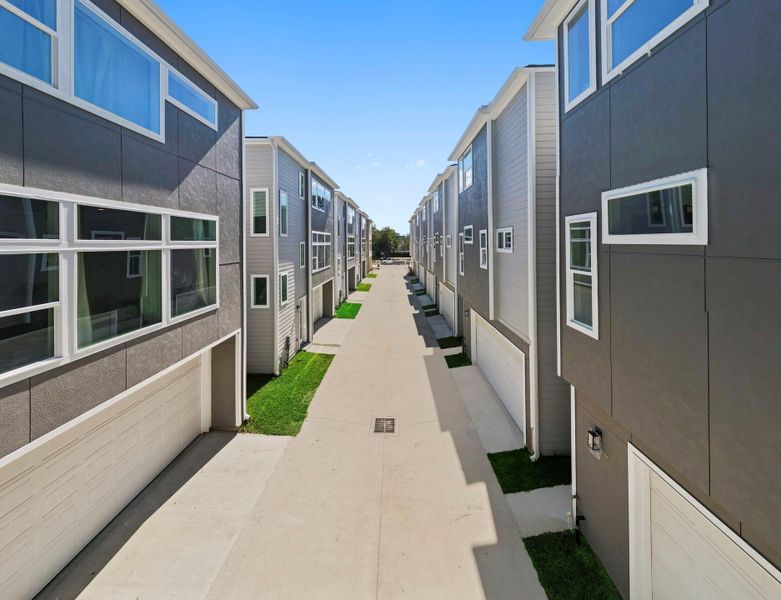 Aerial view showcasing the property’s modern design