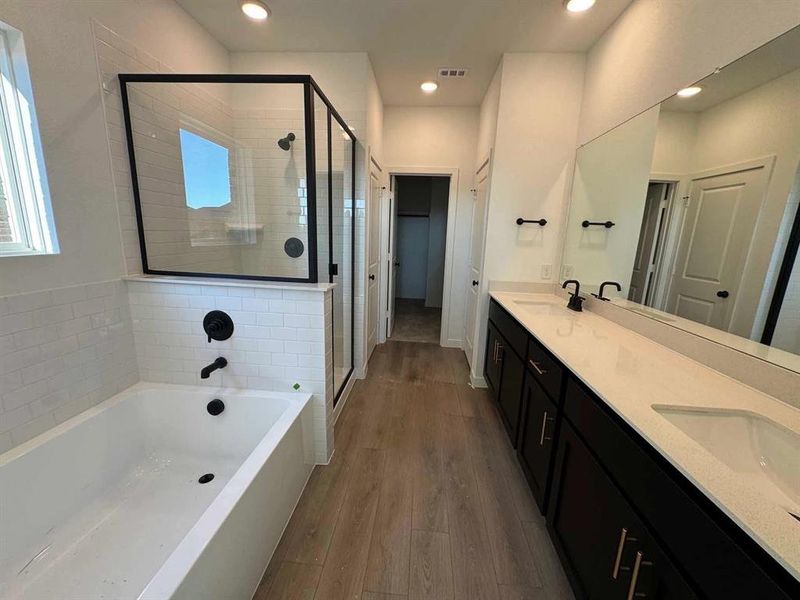 Primary Bathroom Construction Progress featuring the Noir Collection Primary Bathroom Construction Progress featuring the Noir Collection