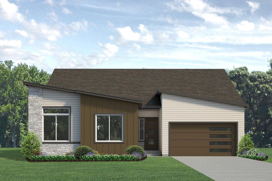 Representative exterior photo of a completed home built from the Jefferson by Risewell Homes in Highlands Preserve, Mead, CO (Image 15).