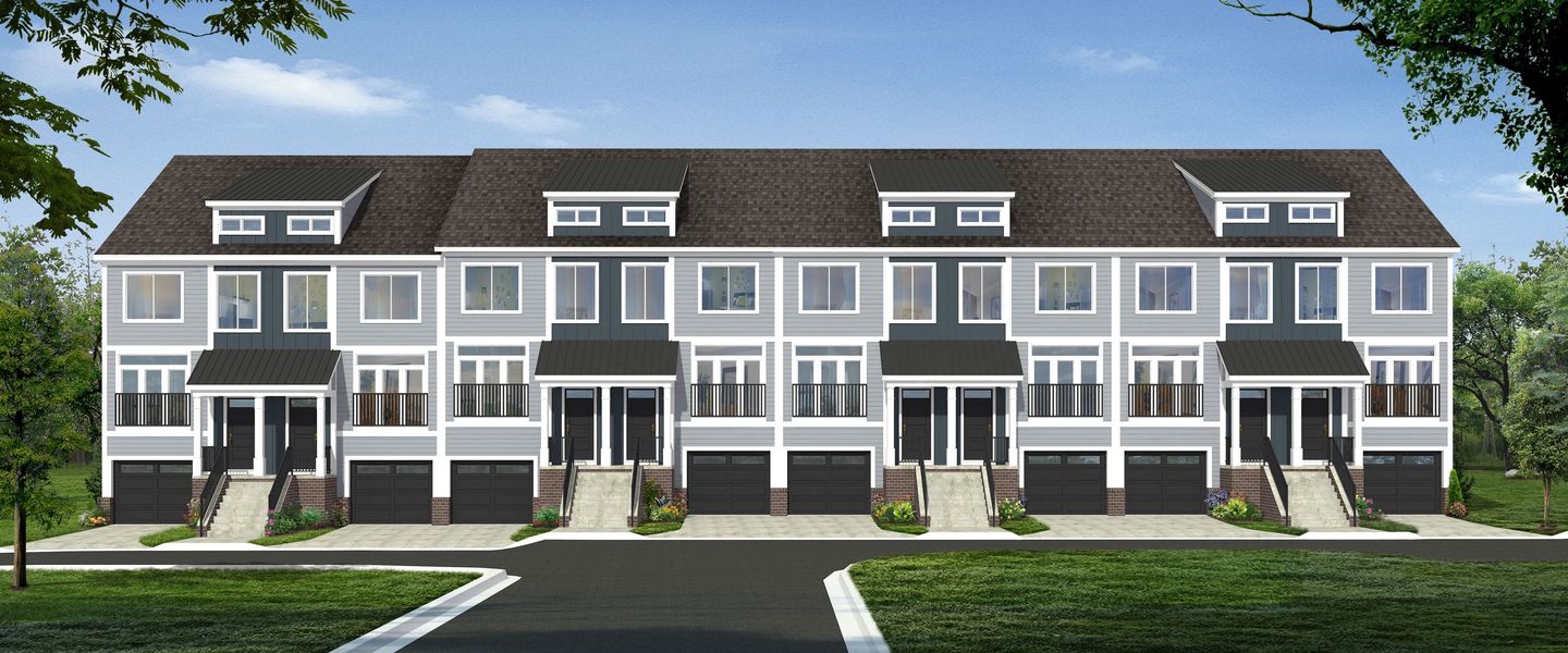 Representative exterior photo of a completed home built from the The Keswick  Townhome (End Viewout) by Norfolk Homes in Bristol Ridge Townhomes, Ann Arbor, MI (Image 24).