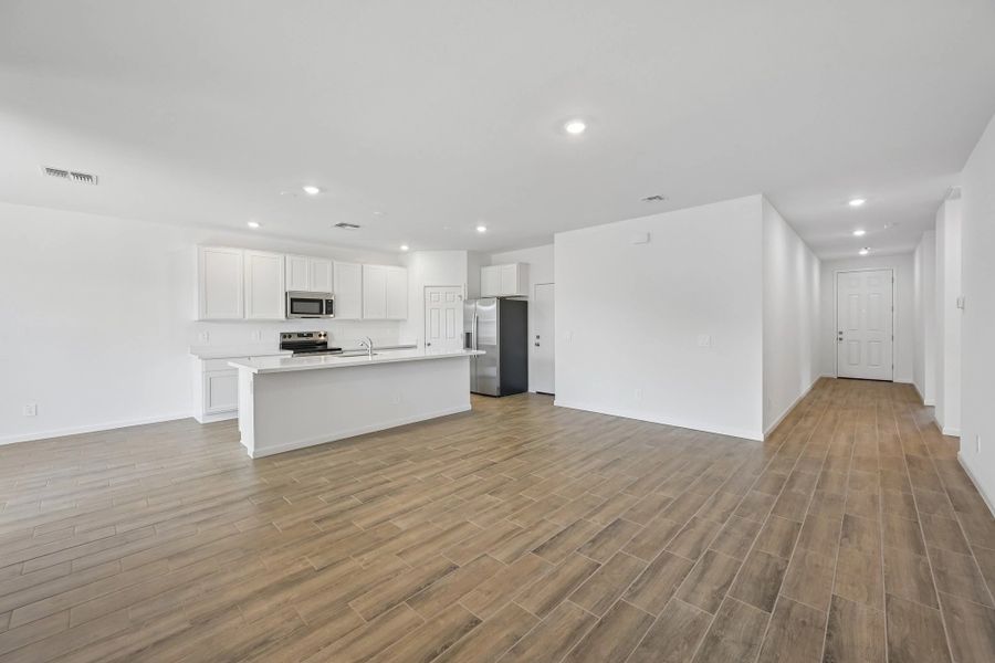 Great room and kitchen Great room and kitchen
