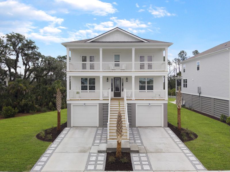 Front exterior of a new home in Liberty Hill Farm, Mount Pleasant, SC, highlighting curb appeal (Image 28).