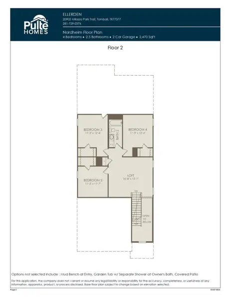 2D floor plan layout of this home in Ellerden, Tomball, TX (Image 3).
