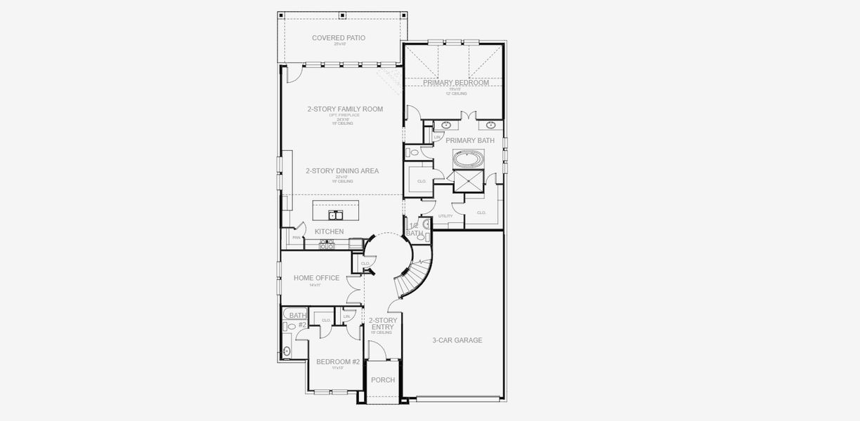 2D floor plan layout for the 3484M by Perry Homes in Lakes of Cane Island, Katy, TX (Image 3).