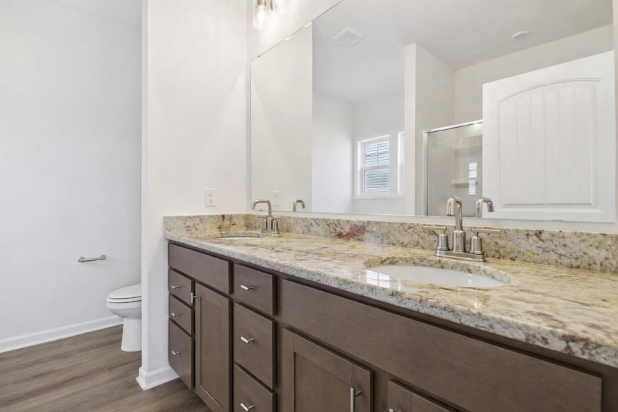 Modern dual vanity with granite countert Modern dual vanity with granite countert