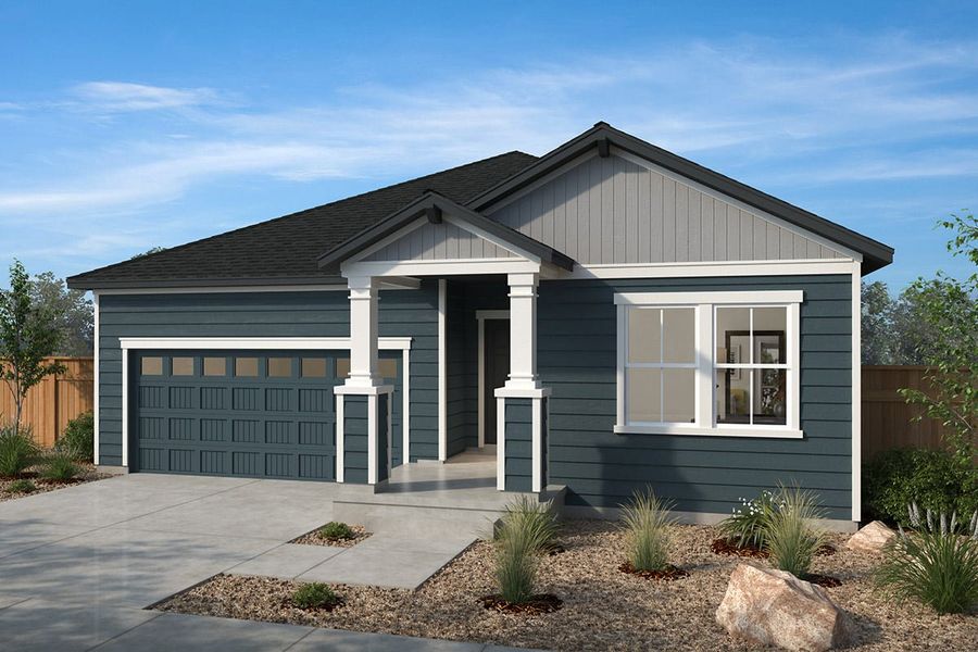 Representative exterior photo of a completed home built from the 1590 by KB Home in Brighton Crossings, Brighton, CO (Image 5). Representative exterior photo of a completed home built from the 1590 by KB Home in Brighton Crossings, Brighton, CO (Image 5).