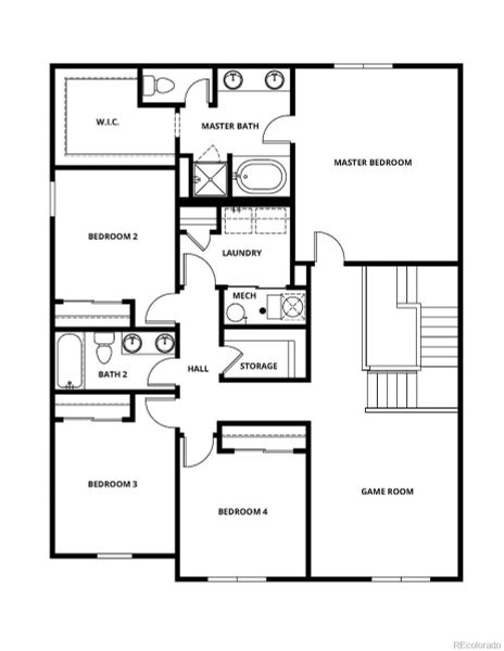 2D floor plan layout of this home in Cottonwood Greens, Fort Lupton, CO (Image 4).