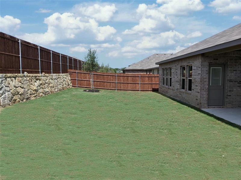 Large stained Fenced backyard