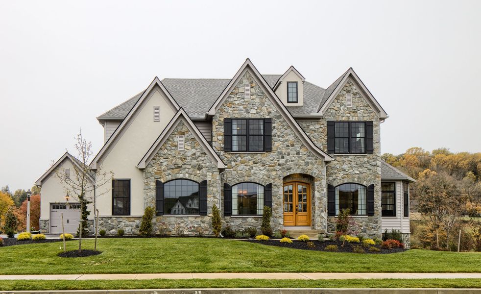 Representative exterior photo of a completed home built from the Devonshire by Keystone Custom Homes in McLean South Shore, Belmont, NC (Image 13).