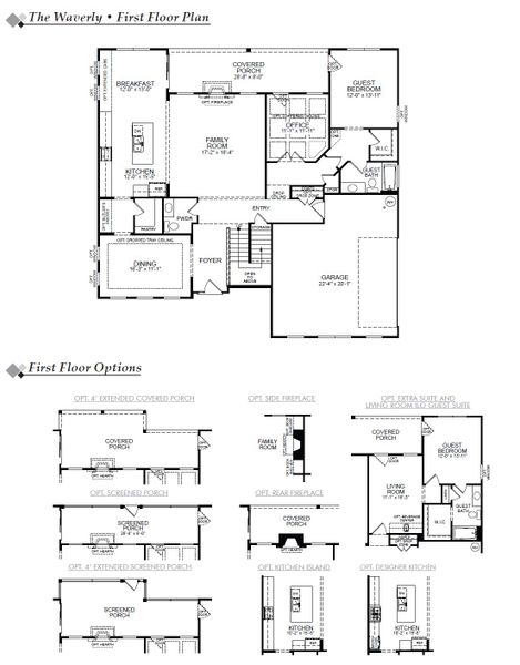 2D floor plan layout for the Waverly by Eastwood Homes in High Springs, Clayton, NC (Image 3).