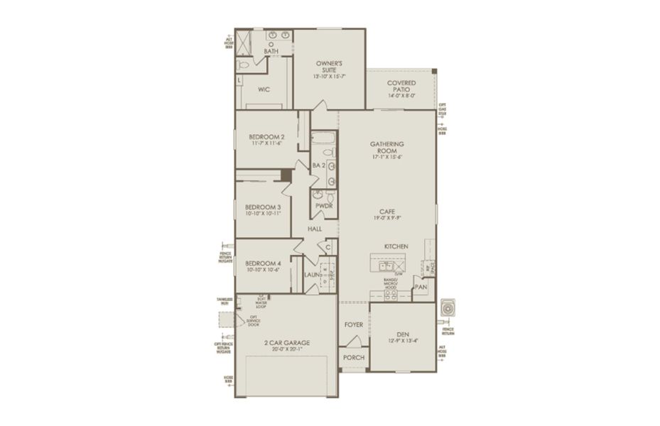2D floor plan layout of this home in Festival Foothills, Buckeye, AZ (Image 3).