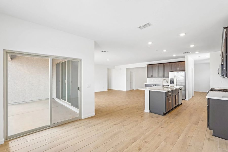 Dining nook, kitchen and great room