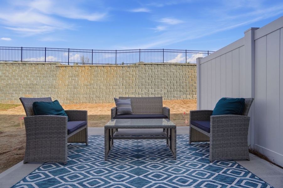 Exterior details and patio area of a home in Hedgecliff Townes, Kannapolis (Image 4). Exterior details and patio area of a home in Hedgecliff Townes, Kannapolis (Image 4).
