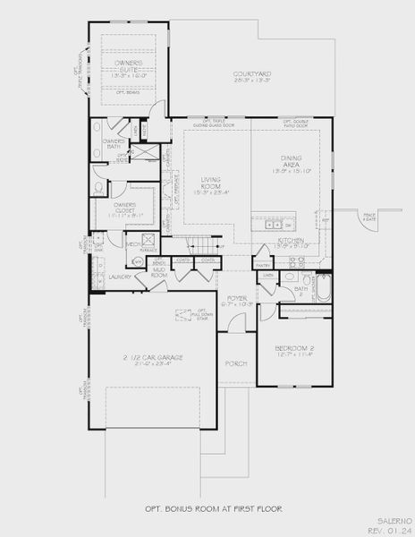 2D floor plan layout of this home in The Courtyards at Oak Grove, Durham, NC (Image 27).