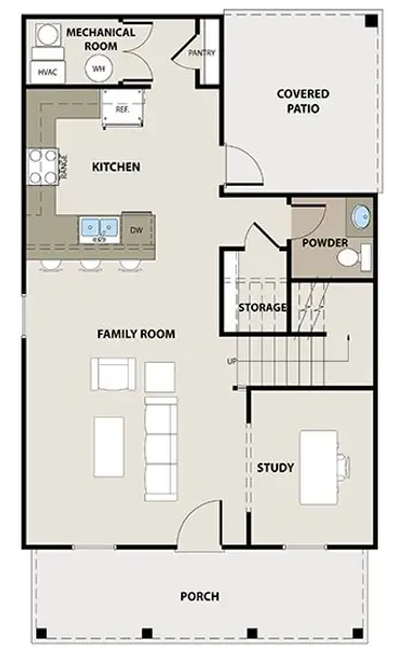 2D floor plan layout for the Corine by Peachtree Building Group in The Cottages at East Lanier, Fayetteville, GA (Image 2). 2D floor plan layout for the Corine by Peachtree Building Group in The Cottages at East Lanier, Fayetteville, GA (Image 2).