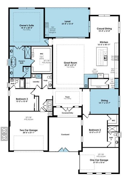 2D floor plan layout of this home in PGA Village Verano, Port St. Lucie, FL (Image 4).