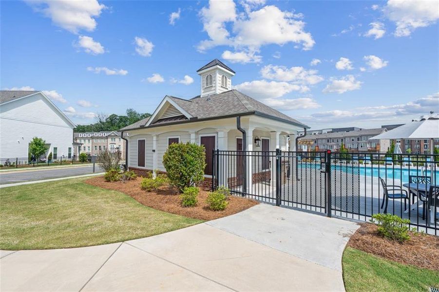 Front exterior of a new home in Brackley Single Family, Cumming, GA, highlighting curb appeal (Image 33).